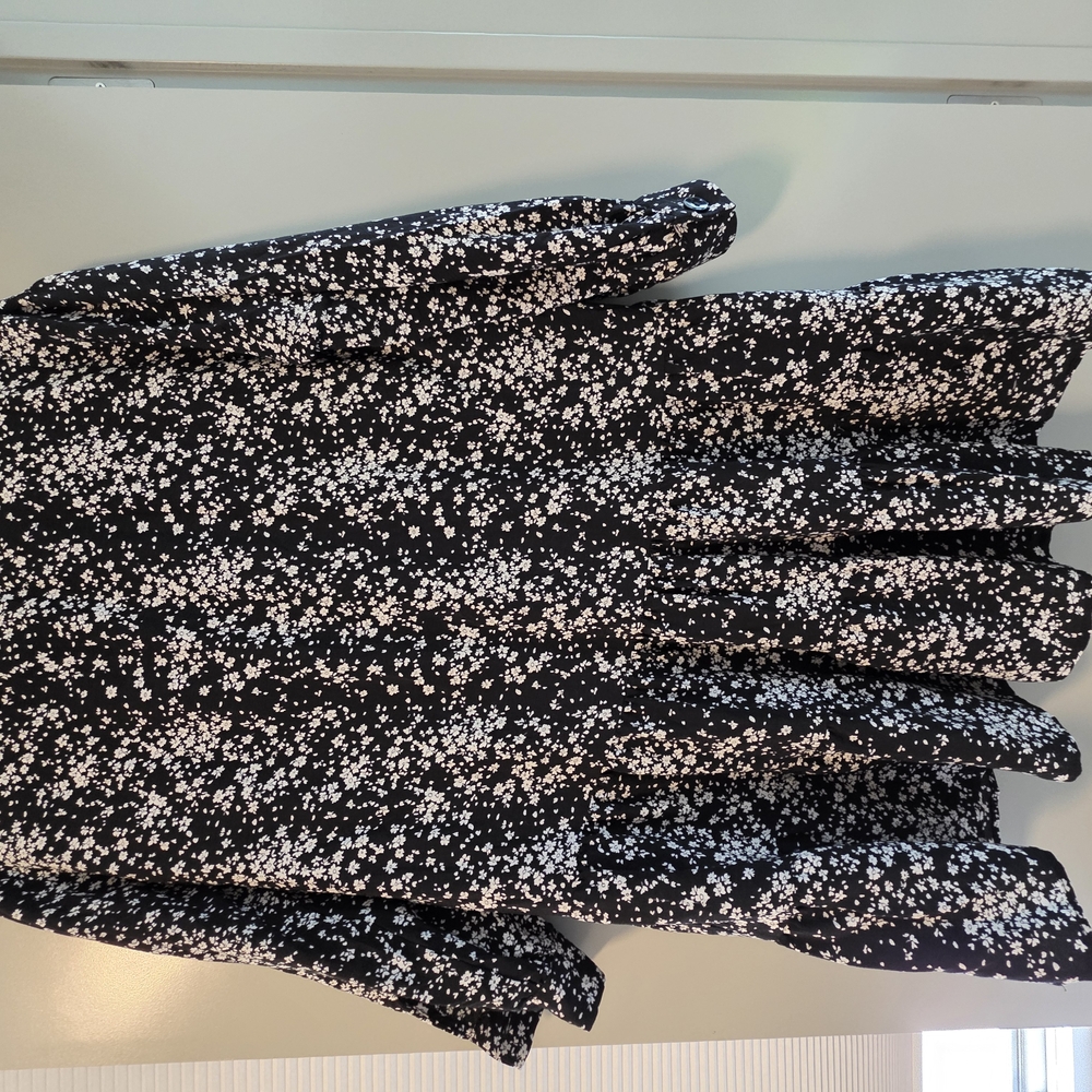 Zara Black and White Floral Midi Dress